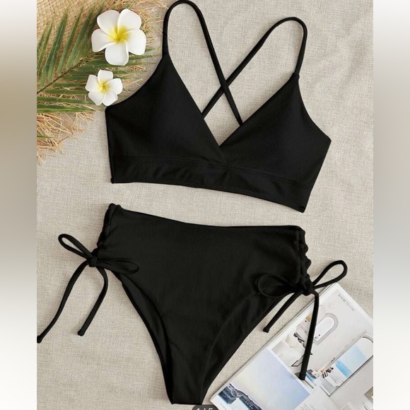 SHEIN Rib Tie Side Bikini Swimsuit Set - Picture 2 of 5